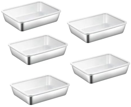 5 piezas Fiambrera de acero inoxidable con tapa, Cajas de Preparación de Alimentos, Contenedores congeladores, Caja Apilable de Acero Inoxidable, Recipientes Almacenamiento Alimentos Con Tapas
