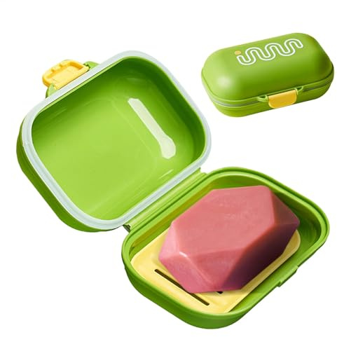 Seifenschale Mit Deckel Seifenbox Reise wasserdichte Seifendose Aus Kunststoff Seifenbox Mit Abtropfgitter Festes Shampoo Aufbewahrung Tragbare Seifenbox Für Reisen, Camping, Dusche, Badezimmer