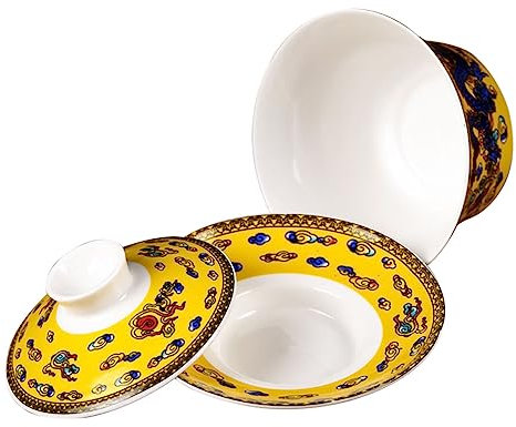 UTHCLO Retro Style Teetasse Aus Keramik Chinesisches Teegeschirr Große Tasse Mit Deckel Dekorative Teetasse Für Blumen Und Schwarztee Traditionelle Sancai-teeschale Für Zuhause Und