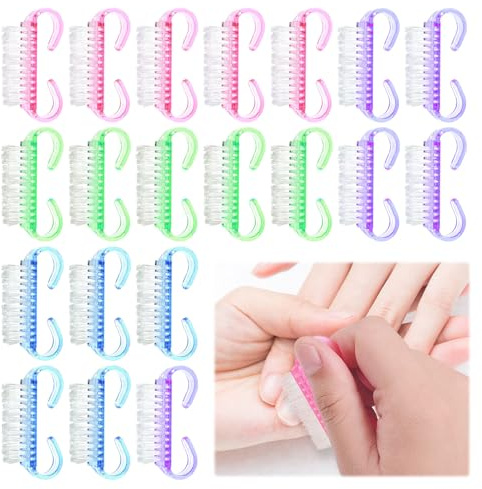 Nail Brush 20pcs Nail Brushes for Cleaning Nails for Cleaning Hand Toes Nails Home Garden Salon Use(Blue, Green, Pink, Purple)