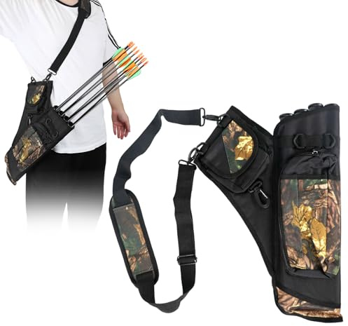 Sparklenut Seitenköcher, 4 Röhren Canvas Bogenschießen Tasche, Outdoor Jagd Pfeilköcher Taille Span Bogenschießen Zubehör Bogenschießen Tasche (Vorwärtspfeil-Beutel)