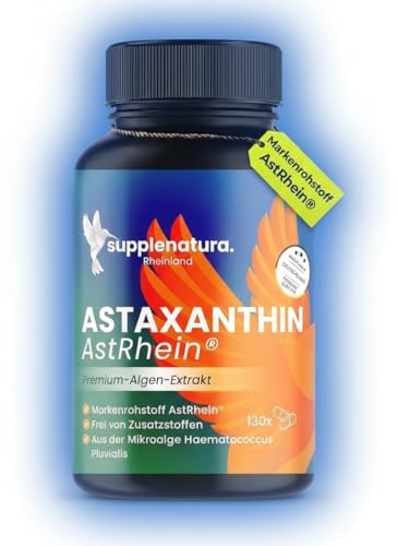Astaxanthin 8mg hochdosiert | 130 Kapseln | Deutsche Herstellung | Quellwasser Kultivierung | Vegan - Astaxantin von SUPPLENATURA®