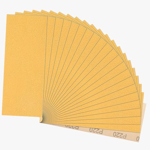 STEBRUAM Carta Abrasiva,220 Grane e asciutta per metallo,auto pietra,vernice,vetro,23 x 9,3 cm Carta Vetrata (21 Pezzi)
