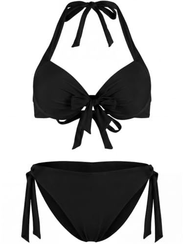 Ocean Blues Ensemble bikini push-up à armatures avec haut dos nu et bas taille basse, attaches réglables