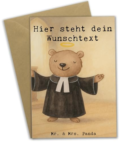 Mr. & Mrs. Panda Personalisierte Karte Pastor Leidenschaft Design - Geschenk, Spruch, grußkarte personalisiert, Grußkarten, Pfarrer, Lustig, Kirche, personalisierbar, individuelle