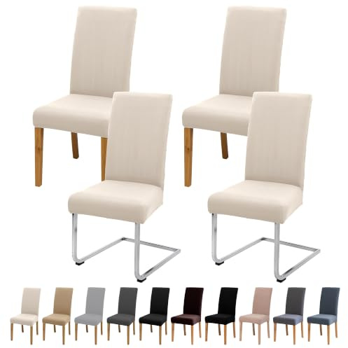 MRGSDL Coprisedie con Schienale 4 Pezzi Elasticizzato, Coprisedia Universale Lavabile e Rimovibile, Perfetto per Soggiorno e Cucina, Adattabile a Qualsiasi Sedia