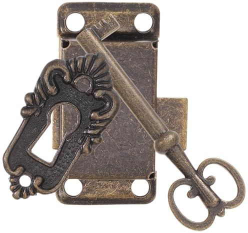 TIDTALEO Set 3 Serrature per Armadietti Antiche in Lega di Ferro e Zinco 53x26mm con Chiave, Serrature Vintage per Cassetti e Mobili Antichi, Kit Fai da Te per Protezione Mobili Classici