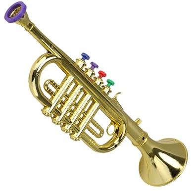 Kindertrompete, Spielzeugtrompete, Blasinstrument Für Kleinkinder | Metallische Goldenes Mini Trompete Mit 4 Farbigen Tasten, Lustiges Musikspielzeug Für Kinder, Geburtstag, Karneval, Musik, Rhythmus