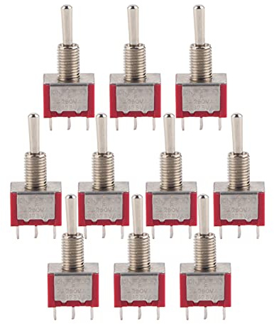 10 pezzi Interruttore a levetta momentaneo ON - OFF - ON DPDT 6 pin 6 mm 2 A 250 VAC 5 A 125 VAC, interruttore a levetta a 3 posizioni per applicazioni automobilistiche, elettrodom