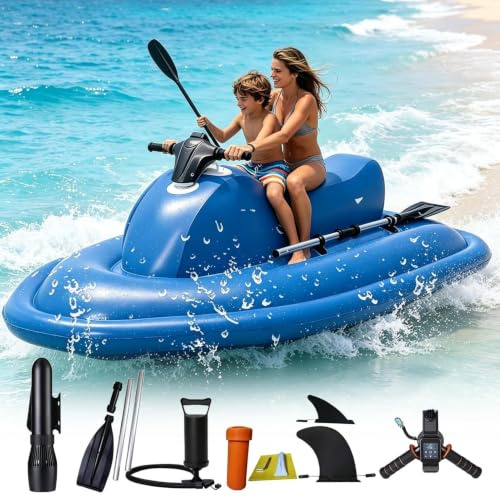 Combo Elektrischer aufblasbarer Jet-Ski und Unterwasser-Scooter, Boot mit bürstenlosem Motor, 500 W/700 W, Surfboot, langlebig, zum Tauchen und Sport auf See (Motorboat + 500 W, 16 A Thruster)