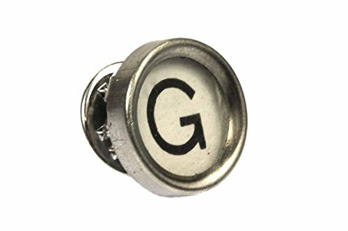 Miniblings WUNSCHBUCHSTABE ABC Brosche Pin Anstecker Schreibmaschine Taste weiß - Handmade Modeschmuck I Anstecknadel Button Pins, Buchstabe:G