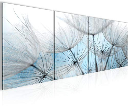 Runa Art Bilder Set 4 Teilig Pusteblume Wandbilder XXL Wohnzimmer Schlafzimmer 160 x 50 cm Blau Modern 206146b