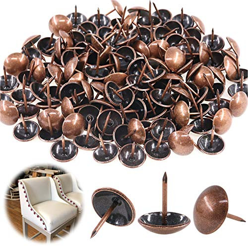 Keadic 200Pcs 3/4 (19mm) Antique Upholstery Tacks Furniture Nails Pins Assortment Kit for Upholstered Furniture Cork Board or DIY Projects - Rose Gold