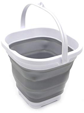 SAMMART 2,6L Super Mini Square Faltbarer Plastikeimer - Faltbare quadratische Wanne - tragbarer Wassereimer zum Fischen - platzsparender Outdoor-Wassertopf (Grau)