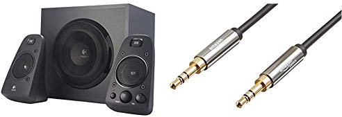 Logitech Z623 Système de Haut-parleurs 2.1 200W Noir (980-000403) & Amazon Basics Câble Audio stéréo mâle vers mâle 3,5 mm - 1,2 m