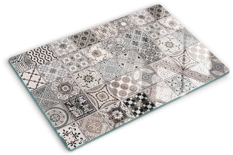 Tulup Tagliere Vetro Temperato - 80x52cm - Copri Piano Cottura - Piastrelle di Ceramica