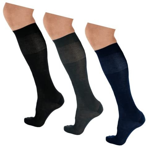 LANCETTI 6 o 12 Paia di Calze Classiche Eleganti e Lunghe per Uomo in Pregiato Cotone Filo di Scozia - Vari Colori Disponibili