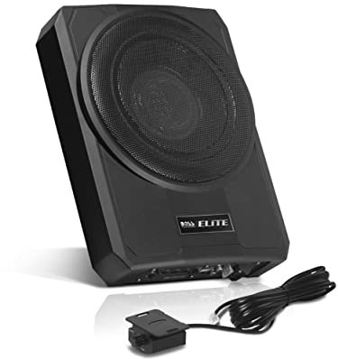 BOSS Audio Systems Elite SLIM10 Subwoofer amplificato per auto, a basso profilo, subwoofer da 25,4 cm, controllo remoto per subwoofer per veicoli che necessitano di bassi con spazio limitato