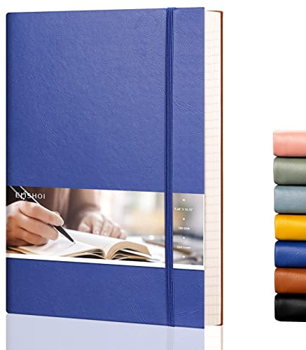 EMSHOI Cuaderno B5 con rayas, bloc de notas de tapa blanda, 204 páginas, color azul