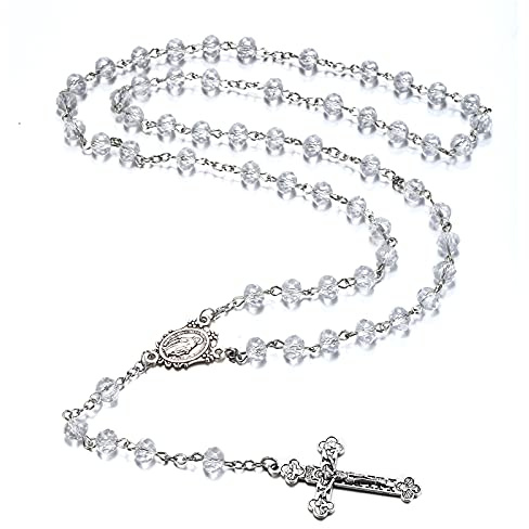 Rnivida Catholic Crystal Beads Rosary for Women