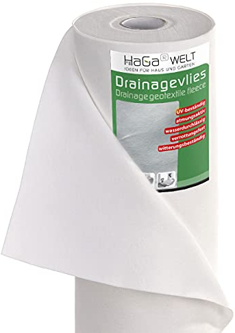 HaGa Drainagevlies 200g/m² in 2m Breite als Drainage, Sandkastenvlies, Geovlies, Trennvlies für Gartenarbeit und unter Pflastersteinen (Meterware)