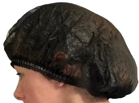 VANITY UK Mob Caps Black (100) Disposable Elasticated Hair Net for Spray Tans Hair Covering Catering Kitchen Beauty Salon Supplies One Size Fits All Bonnet for Hygiene and Protection