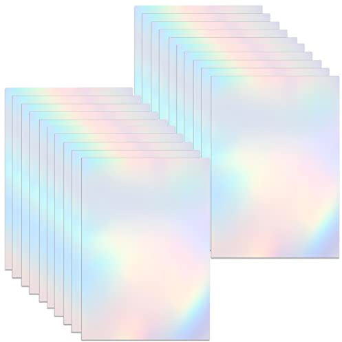 Lot de 20 feuilles de papier autocollant en vinyle transparent holographique stratifié format A4 20 x 20 cm