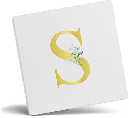 Taza de café con letra S personalizada, regalo personalizado, letra impresa con efecto dorado, no metálica, taza de café de cerámica para hombres o mujeres, taza extra grande y gigante, posavasos
