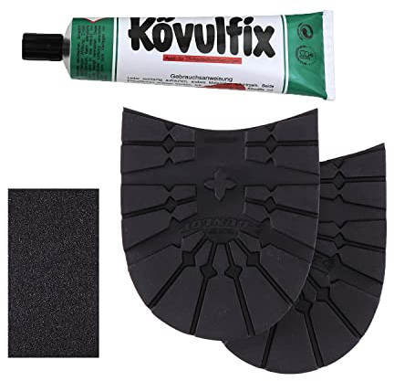 Langlauf Schuhbedarf Wanderschuh Absatz für Trekkingschuhe Reparatur Set schwarz/Repair Sole Pad/Kövulfix Absatzkleber/ausführliche Anleitung/Qualitäts Set (Größe 2: L90xB91mm)