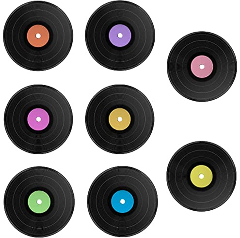 runrayay 10 Pollici Falso Autoadesivo Dischi in Vinile Vuoti, 8 Pezzi in 1 Pacchetto per Indie estetico Camera Home Decor a Parete per Camera da Letto o Soggiorno Discoteche Musica - Viola