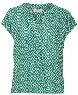 Cream dam blus loose fit vingärm, Etnisk Columbian Tile, 32