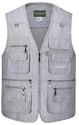 Btmpmcs Herren Outdoor Anglerweste mit vielen praktischen Taschen Sommer Atmungsaktiv Multifunktionsweste Leicht Jagd Camping Safari Weste Ärmellos Jacke