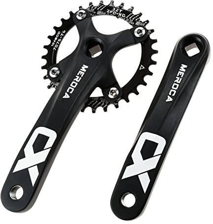 SURIEEN 32T Mountain Bike 170mm Crankset, 104 BCD Square Taper Crankset, Compatible with Single Speed Bicycle, Optional 32T/34T/36T/38T/40T/42T Bicycle Crank Arm Set