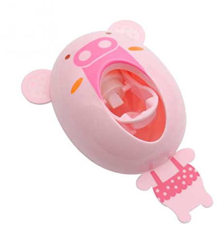 Cabilock Automatischer Zahnpastaspender Starke Haftung für Kinder mit Cartoon Schweine Design Freihändig aus Kunststoff für Badezimmer