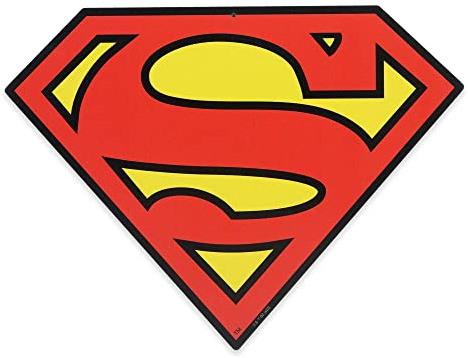 Open Road Brands DC Comics - Letrero de metal con logotipo de Superman, divertido arte de pared para cueva de hombre, dormitorio o sala de cine