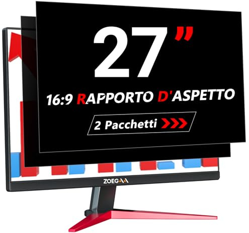 ZOEGAA [2 Stück Sichtschutzfolie 27 Zoll Monitor Seitenverhältnis 16:9,Anti Blaulicht Blendschutz Blickschutzfolie,Abnehmbarer Sichtschutz für HP/Dell/Acer/Samsung/Lenovo/Toshiba