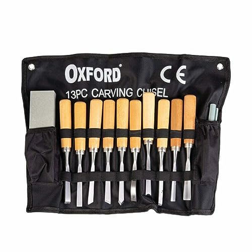Kit da 13 Pezzi Sgorbie Scalpelli per Legno Professionale per Falegnami Scalpelli per Intaglio del Legno con 3 Pietre per Affilare con Custodia