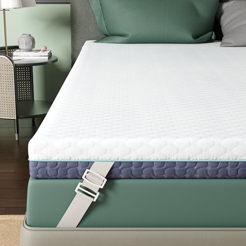 Releep 3 Inch Firm Mattress Topper Queen Size, Memory Foam Bed Topper with Soft & Firm Options for Back Pain Relief, Mattress Topper with 2-Sided Cover, Ergonomic 5-Zone Design, CertiPUR Certified