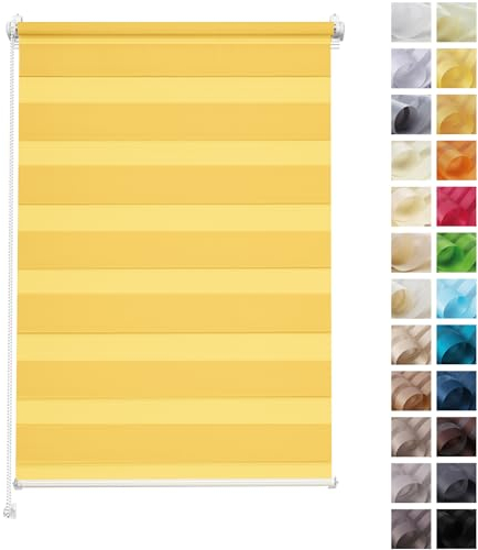 Rettika® Doppelrollo ohne Bohren, klemmfix - Sonnig, Breite: 140cm, Höhe 220 - Rollos für Fenster ohne Bohren, Fenster rollos für innen, Duo Rollo