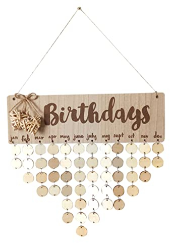 HOODANCOS Holz Geburtstagskalender Wanddekoration Selbstgemacht Erinnerungstafel Mit Buchstaben Klein Home Party Geschenk