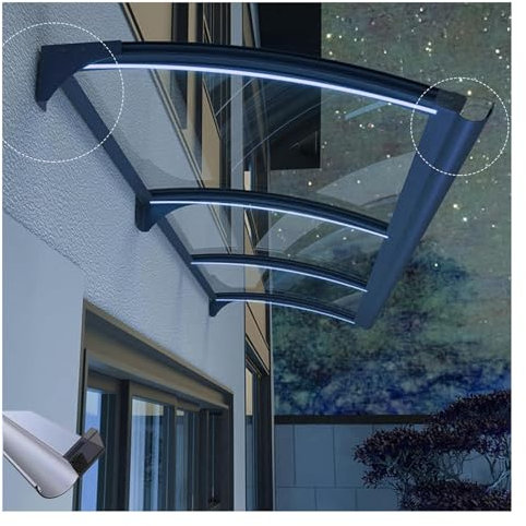 Marquise de Porte Exterieur, Auvent de Porte d'Entrée Évier, Auvent de Fenêtres Autonettoyant à l'eau de Pluie, Protection UV, Drainage des Deux côtés (Size : 100x300cm/39x118in)