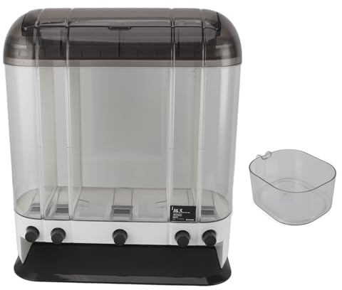 Rice Dispenser, 16.5kg Large Capacity Transparent Sealed Rice Bucket Airtight Flour Storage Container, Dry Food Dispenser Rice Holder Dispenser Home Kitchen Multi Grain Tank for Grains, Rice,(Coffee)