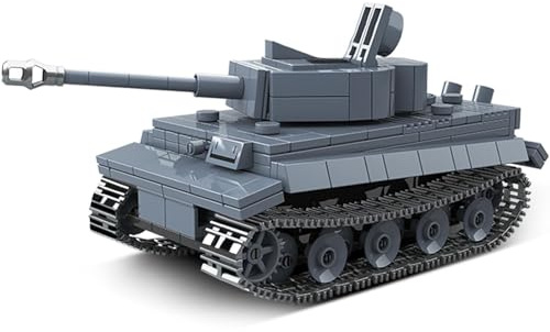 1:32 Tiger Panzer Klemmbausteine,503 Teile WWII Armee Militärspielzeuge Leichter Panzer Modellbausatz Kampfwagen Bausteine mit Waffen Ausgestattet Kreative Geschenke für Junge Menschen Militärfans