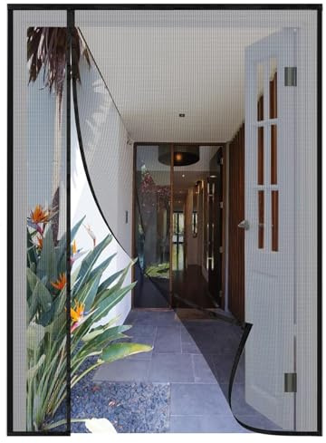 Moustiquaire Porte Magnétique, 125x220cm Noir Ultra Fine Rideau Anti Mouche Sans Perçage, Fermeture Automatique Rideau Porte Anti insectes,pour Porte de Balcon, Salon, Patio