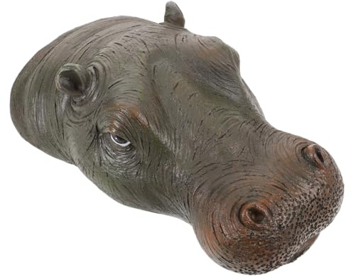 CORHAD Schwimmende Nilpferdkopf Statue Aus Kunstharz Für Gartenteich Und Außenbereich Lebensechte Teichdekoration Nilpferd Kopf Figur Für Garten Terrasse Balkon