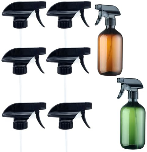 Qusmeiyici 6PCS Spray Bottle Replacement Trigger Sprayer Head, Spray Bottle Nozzle Replacement Spray Top Spray Head Adjustable Top Spray Head Spray Attachment for Glass or Plastic Bottles
