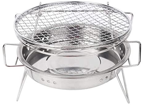 Griglia per Barbecue a carbonella per Esterni, in Acciaio Inox, Rotonda, Barbecue a carbonella, griglia a Rete, Barbecue, griglia per Barbecue, 22x14cm