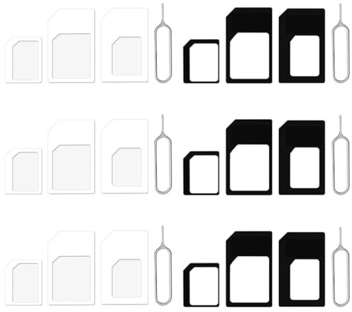 Nano SIM Cartes Kit 6 Set, 4 in1 SIM Nano Adaptateur de Carte, Adaptateur SIM et Epingle D'ejection, pour Smartphone, Téléphone portable et tablette
