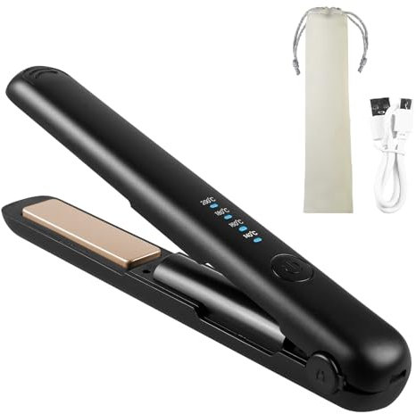 Piastra per Capelli, Mini Piastra Wireless, Portatile Piastra Capelli Ricaricabile con 4 Temperatura, Batteria 3200 mAh, Riscaldamento Rapido 20s, Piastra e Arricciacapelli 2 in 1 per Gli Spostamenti