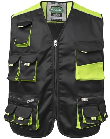 Yukirtiq Uomo Gilet Multitasche da Lavoro Giacca da Lavoro senza Maniche Adulto Giubbotto Smanicato da Lavoro Bicolore Gilet da Lavoro Abbigliamento da Lavoro